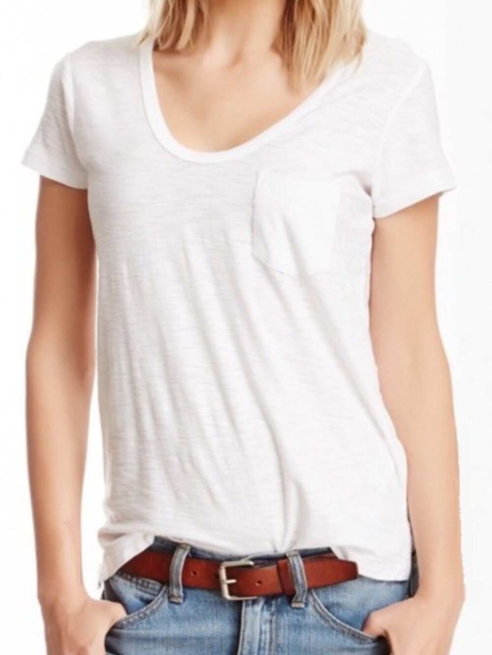 James Perse Boyfriend Slub Pocket Tee White 4 XL WWG3900CU